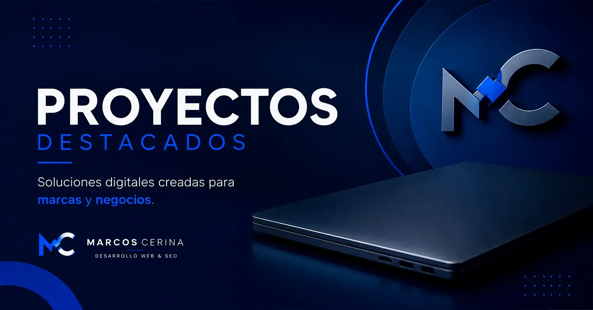 Proyectos destacados de desarrollo web y SEO creados por Marcos Cerina para marcas y negocios
